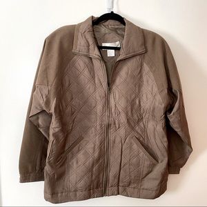 Isabella Rodriguez Tan Taupe Silk Quilted Jacket M